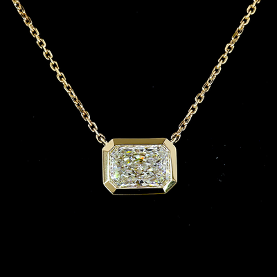 1.04 CT Emerald Lab Grown Diamond Solitaire Pendant in 14K Yellow Gold – close-up