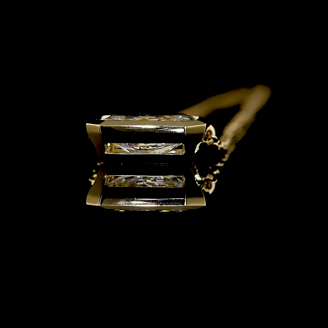 1.04 CT Emerald Lab Grown Diamond Solitaire Pendant in 14K Yellow Gold – side view