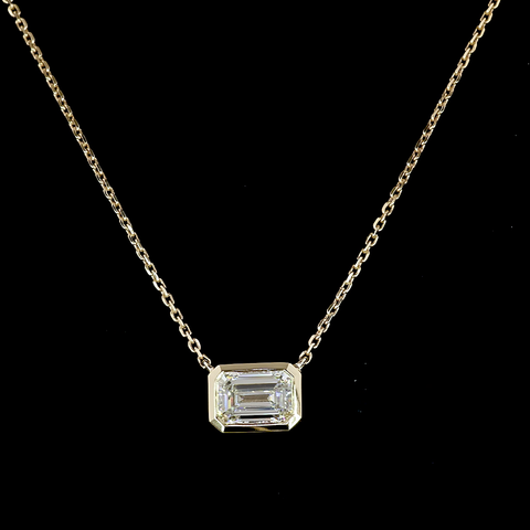 1.04 CT Radiant Lab Grown Diamond Solitaire Pendant in 14K Yellow Gold