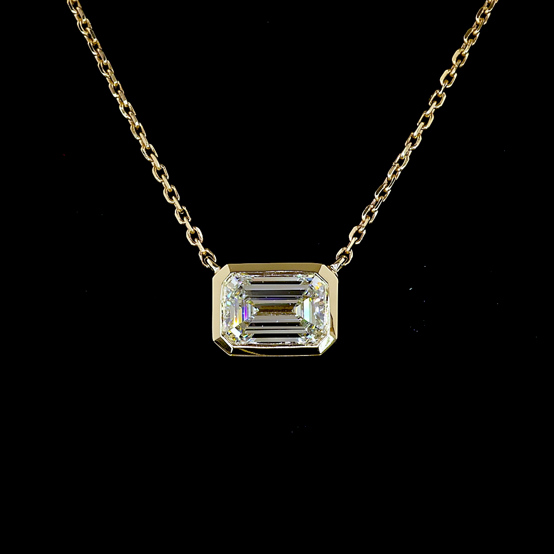 1.04 CT Radiant Lab Grown Diamond Solitaire Pendant in 14K Yellow Gold – close-up