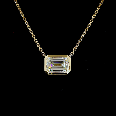 1.04 CT Radiant Lab Grown Diamond Solitaire Pendant in 14K Yellow Gold – close-up