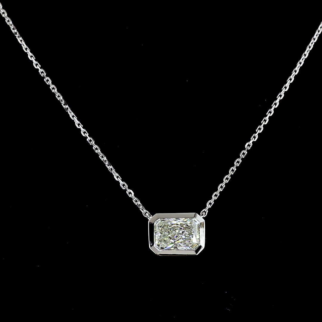 1.03 CT Radiant Lab Grown Diamond Solitaire Pendant in 14K White Gold