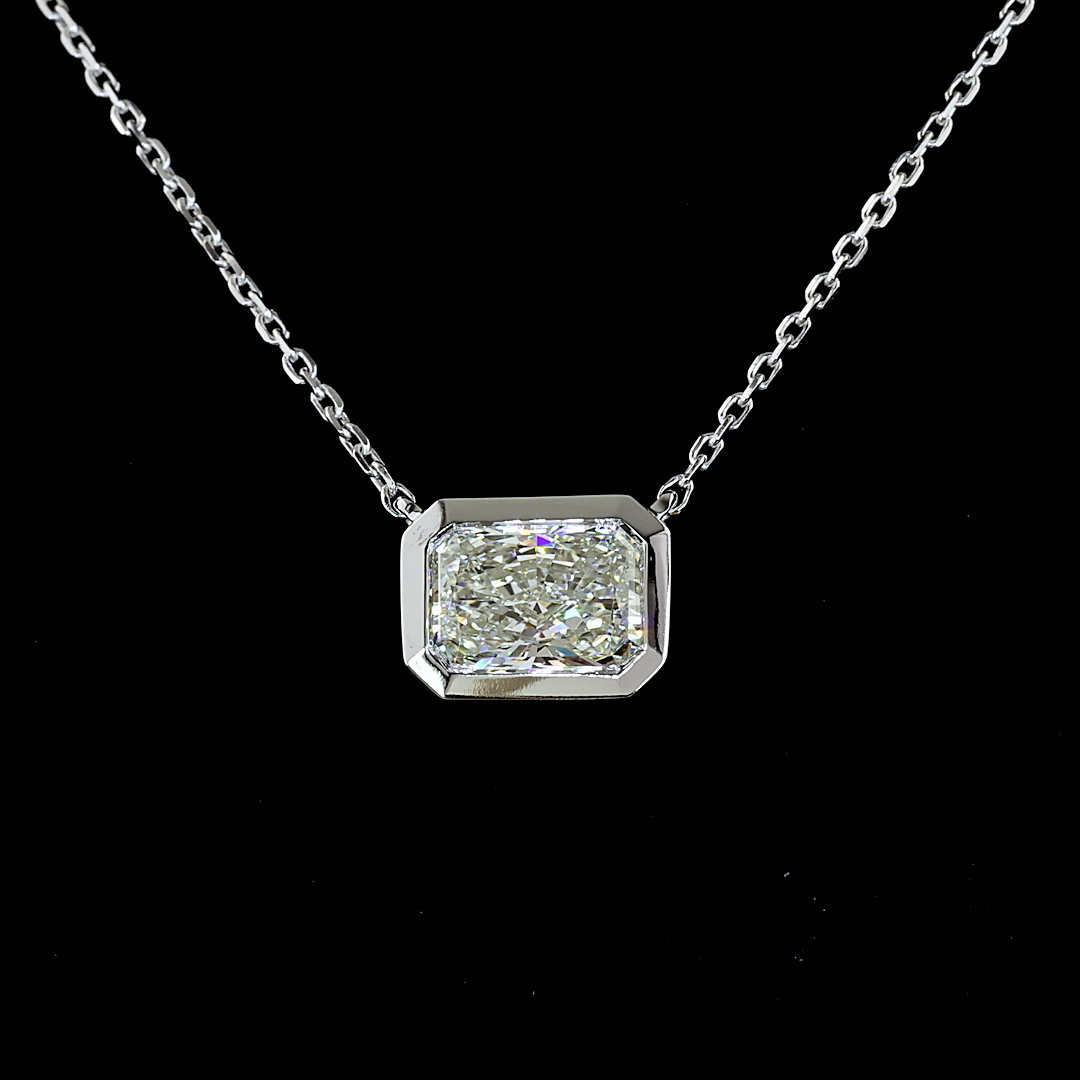 1.03 CT Radiant Lab Grown Diamond Solitaire Pendant in 14K White Gold – close-up