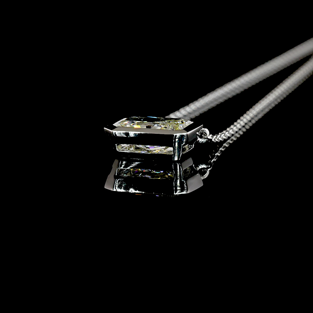 1.03 CT Radiant Lab Grown Diamond Solitaire Pendant in 14K White Gold – side view