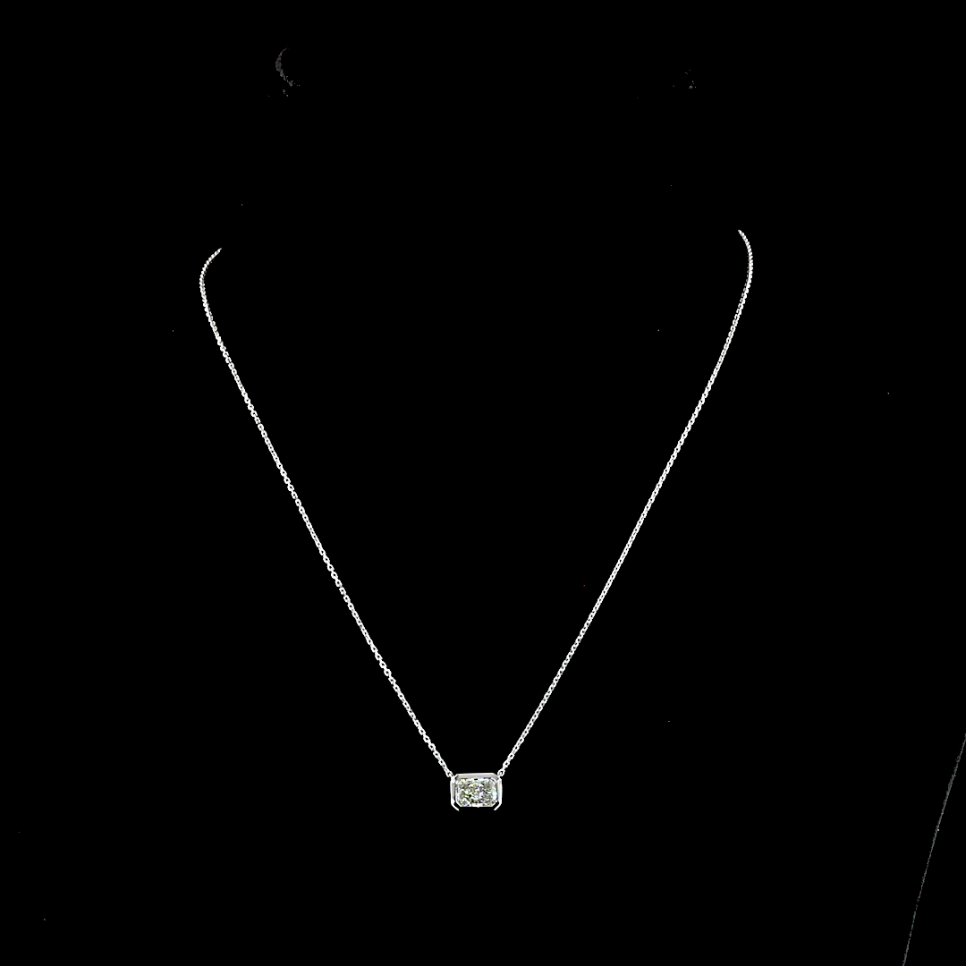 1.03 CT Radiant Lab Grown Diamond Solitaire Pendant in 14K White Gold – detail