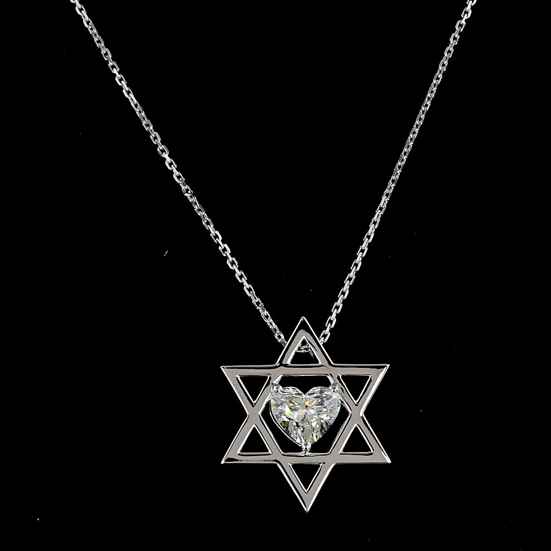 1.02 CT Heart Lab Grown Diamond Solitaire Pendant in 14K White Gold