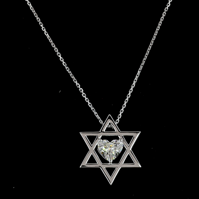 1.02 CT Heart Lab Grown Diamond Solitaire Pendant in 14K White Gold