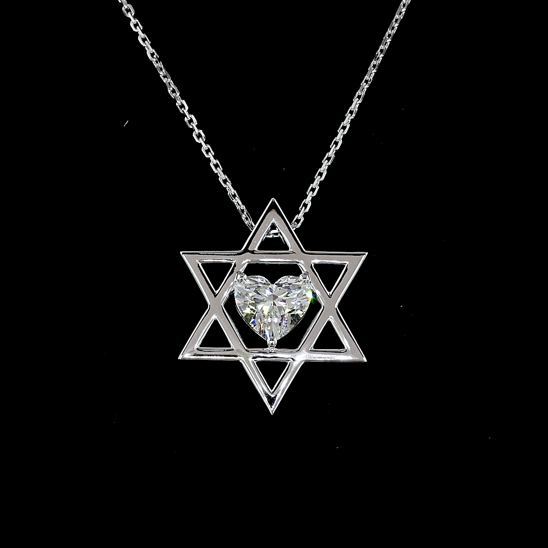 1.02 CT Heart Lab Grown Diamond Solitaire Pendant in 14K White Gold – close-up