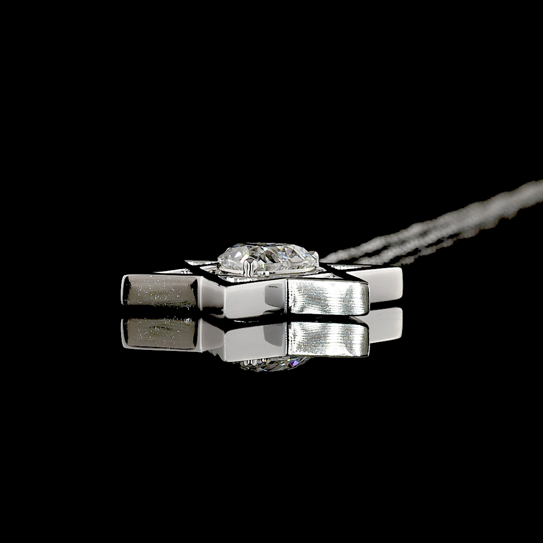 1.02 CT Heart Lab Grown Diamond Solitaire Pendant in 14K White Gold – side view