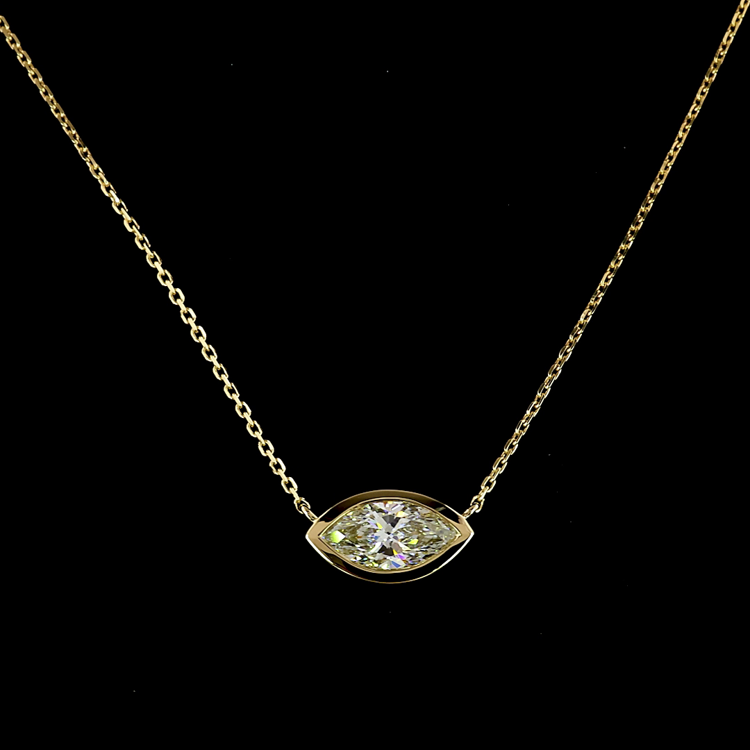 1.07 CT Marquise Lab Grown Diamond Solitaire Pendant in 14K Yellow Gold