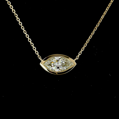 1.07 CT Marquise Lab Grown Diamond Solitaire Pendant in 14K Yellow Gold – close-up