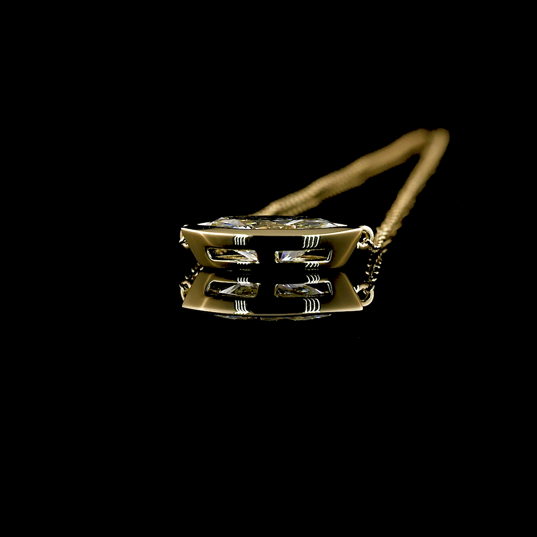 1.07 CT Marquise Lab Grown Diamond Solitaire Pendant in 14K Yellow Gold – side view