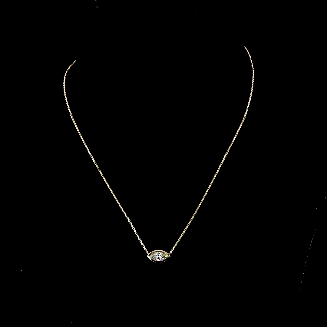 1.07 CT Marquise Lab Grown Diamond Solitaire Pendant in 14K Yellow Gold – detail