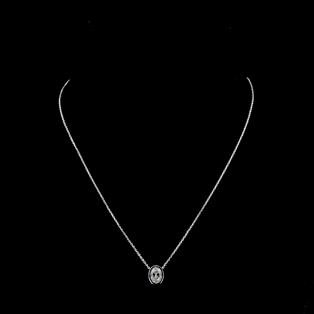 1.0 CT Oval Lab Grown Diamond Solitaire Pendant in 14K White Gold – detail