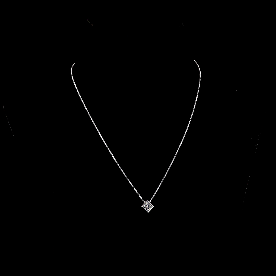 1.01 CT Princess Lab Grown Diamond Solitaire Pendant in 14K White Gold