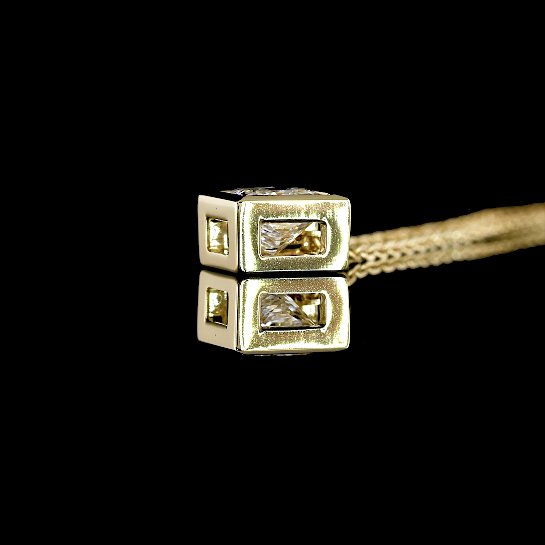 0.51 CT Princess Lab Grown Diamond Solitaire Pendant in 14K Yellow Gold – side view