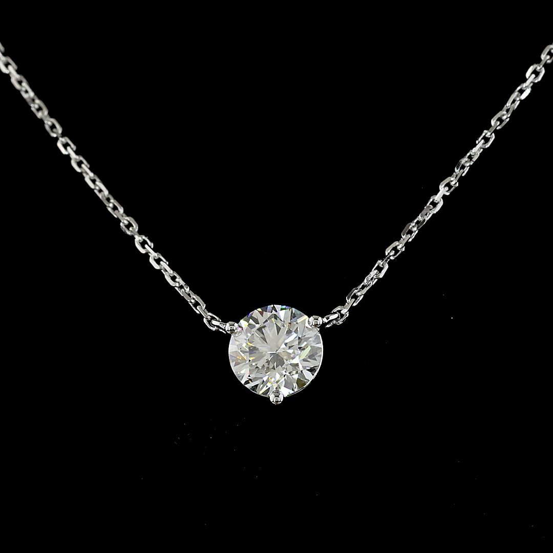 0.81 CT Round Lab Grown Diamond Solitaire Pendant in 14K White Gold