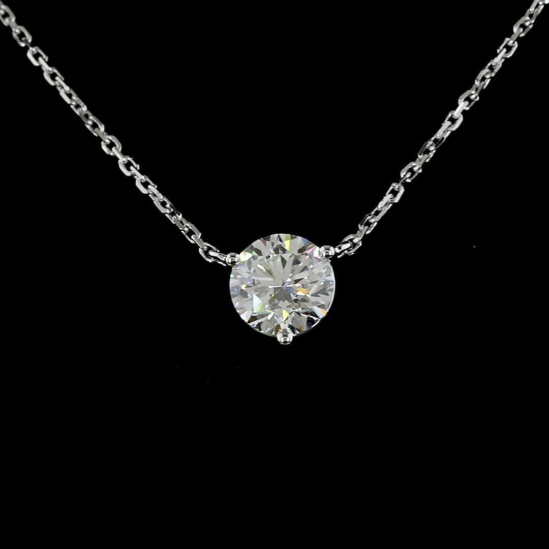0.81 CT Round Lab Grown Diamond Solitaire Pendant in 14K White Gold – close-up