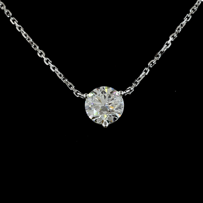 0.81 CT Round Lab Grown Diamond Solitaire Pendant in 14K White Gold – close-up