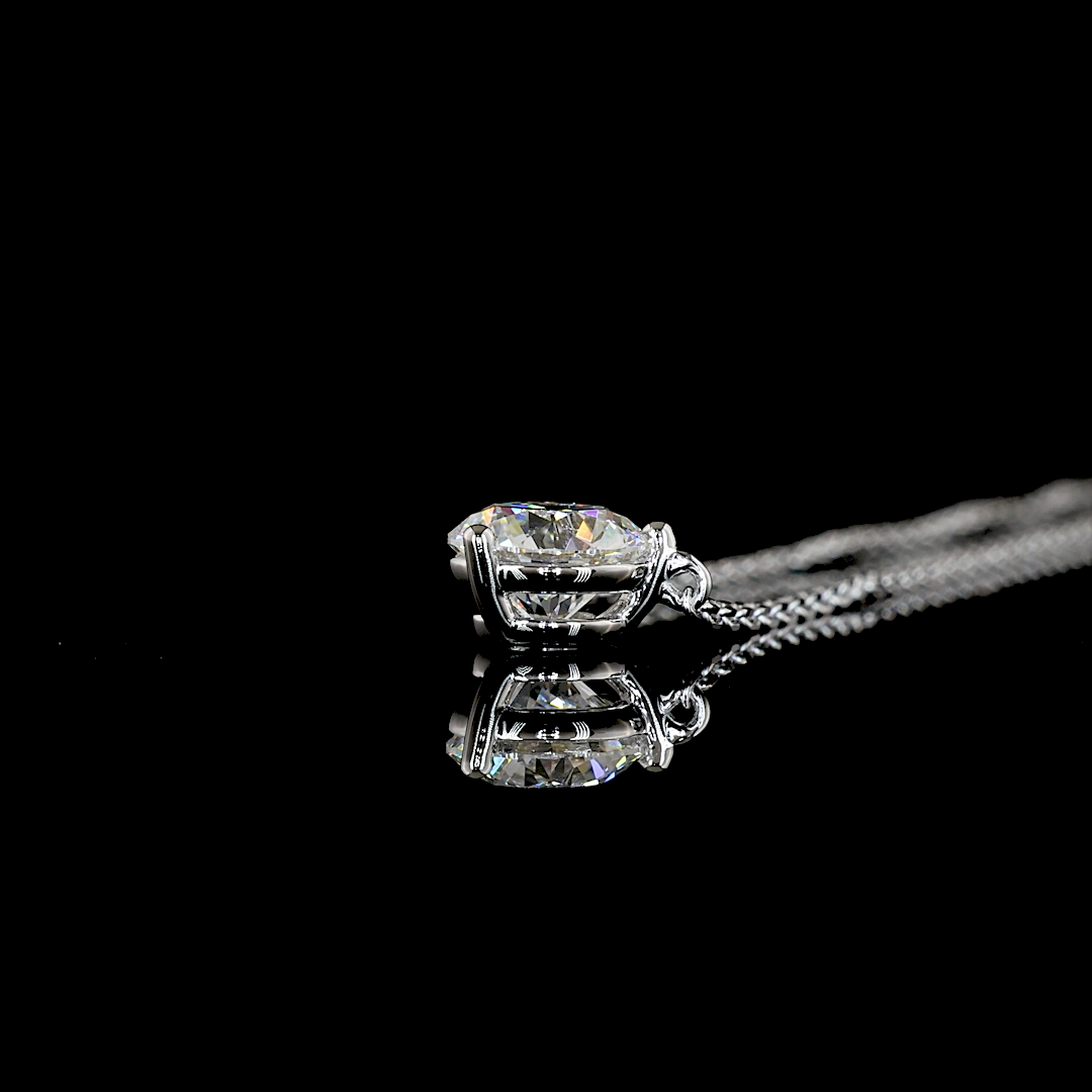 0.81 CT Round Lab Grown Diamond Solitaire Pendant in 14K White Gold – side view