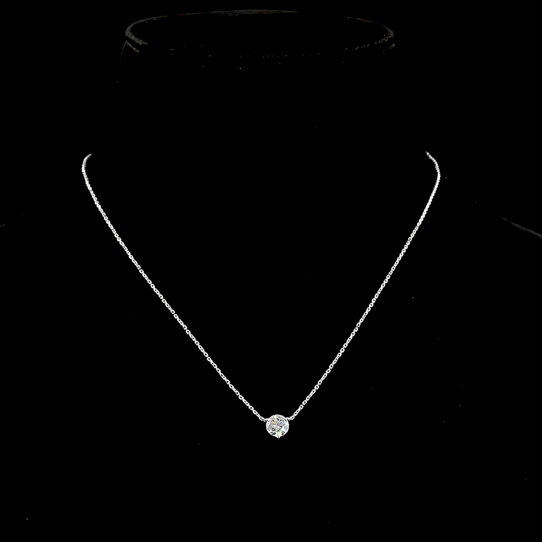 0.81 CT Round Lab Grown Diamond Solitaire Pendant in 14K White Gold – detail