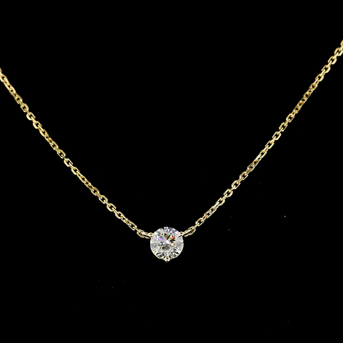 0.82 CT Round Lab Grown Diamond Solitaire Pendant in 14K Yellow Gold