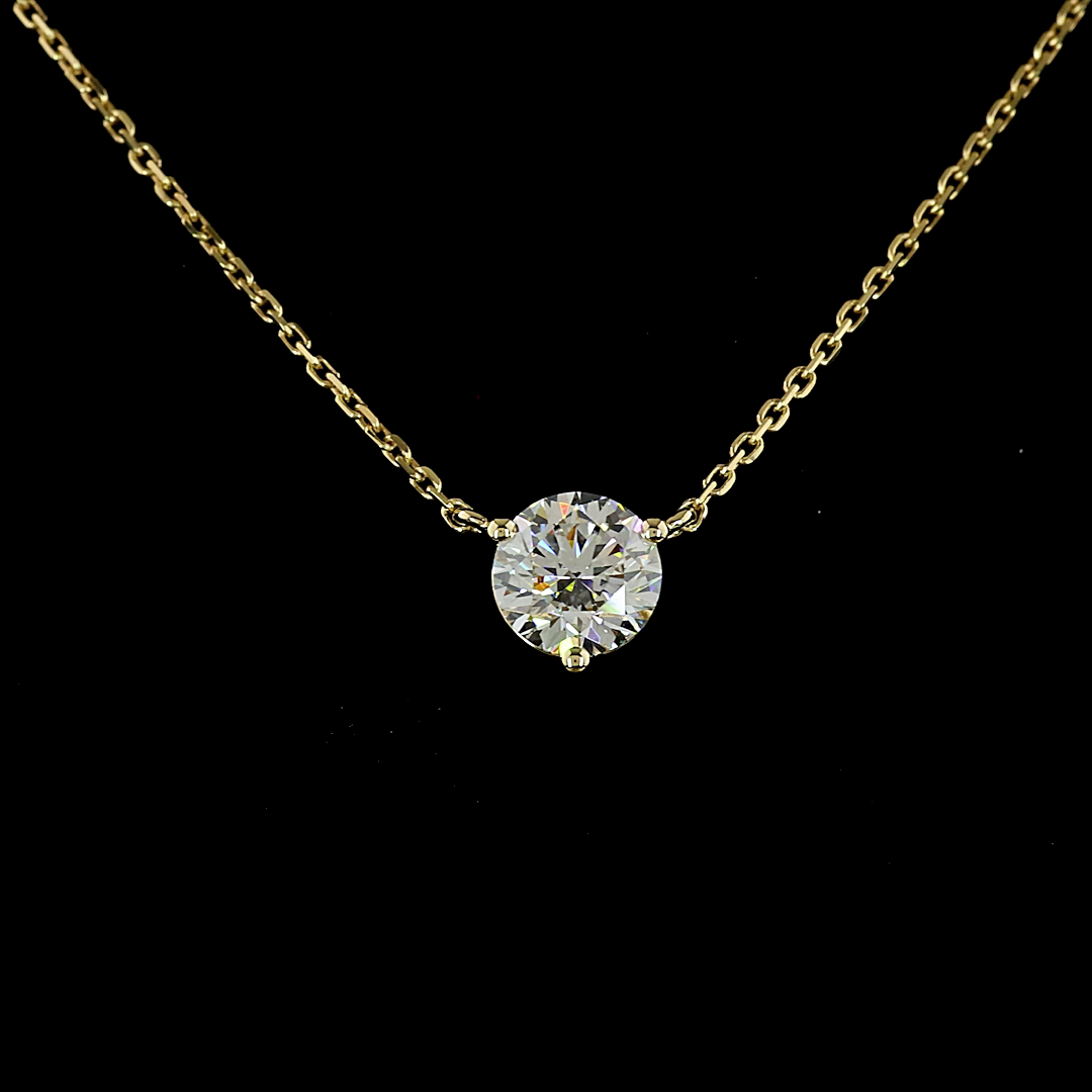 0.82 CT Round Lab Grown Diamond Solitaire Pendant in 14K Yellow Gold – close-up