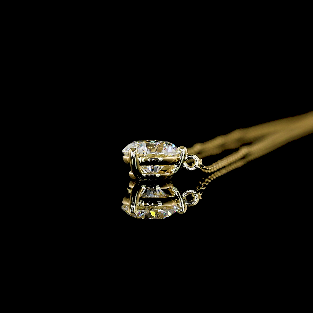 0.82 CT Round Lab Grown Diamond Solitaire Pendant in 14K Yellow Gold – side view