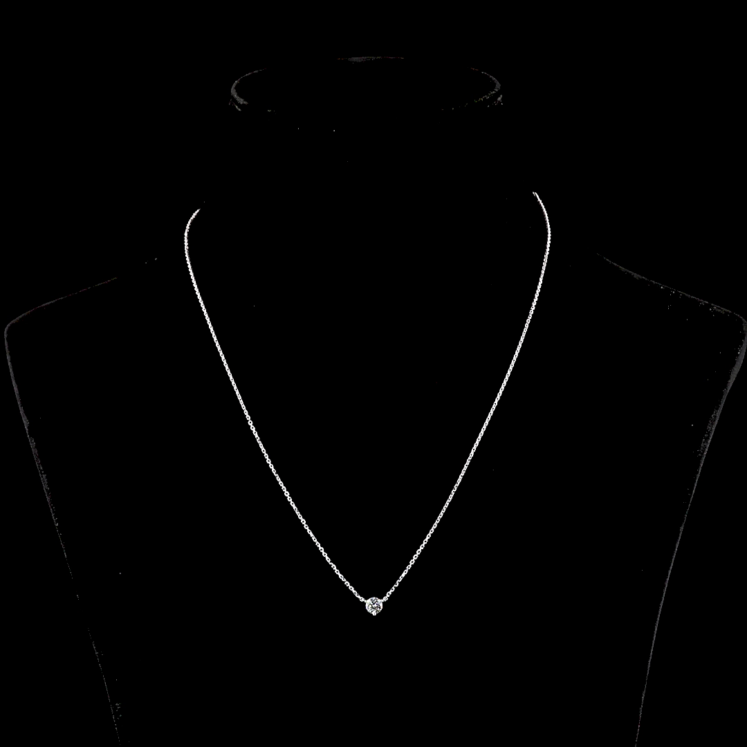 0.32 CT Round Lab Grown Diamond Solitaire Pendant in 14K White Gold