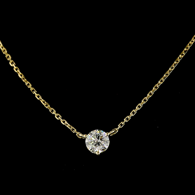 0.33 CT Round Lab Grown Diamond Solitaire Pendant in 14K Yellow Gold