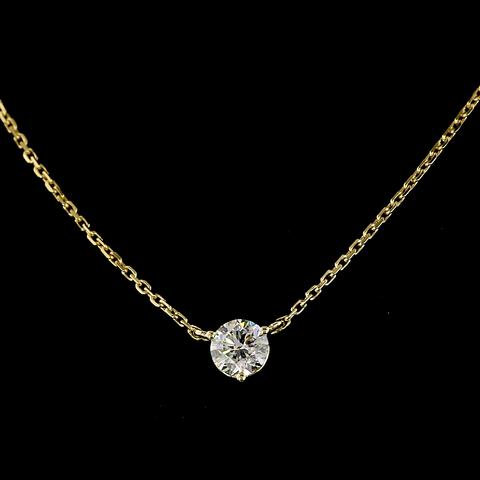 0.33 CT Round Lab Grown Diamond Solitaire Pendant in 14K Yellow Gold
