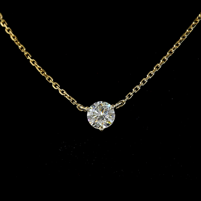 0.33 CT Round Lab Grown Diamond Solitaire Pendant in 14K Yellow Gold – close-up