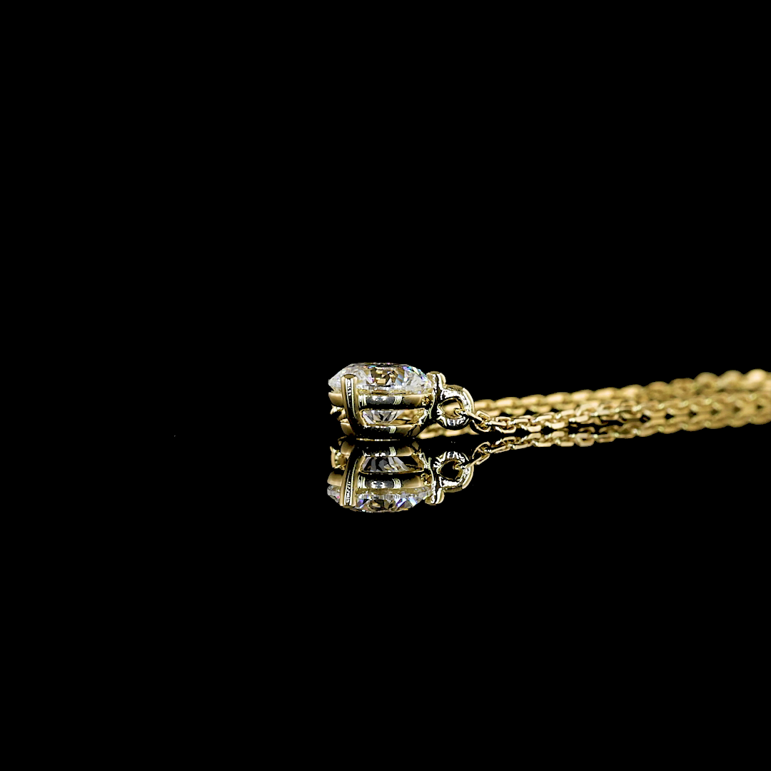 0.33 CT Round Lab Grown Diamond Solitaire Pendant in 14K Yellow Gold – side view