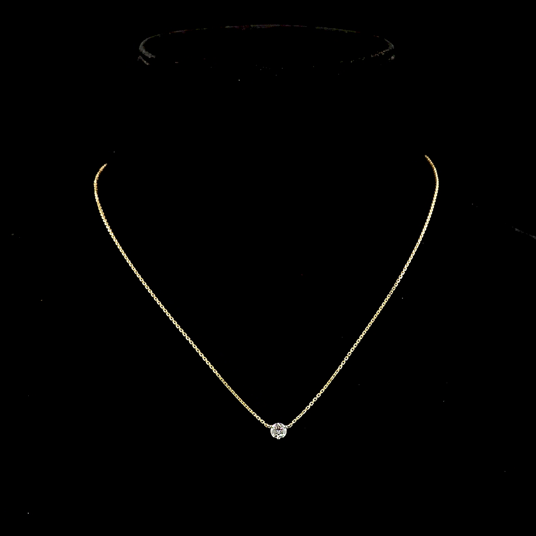 0.33 CT Round Lab Grown Diamond Solitaire Pendant in 14K Yellow Gold – detail