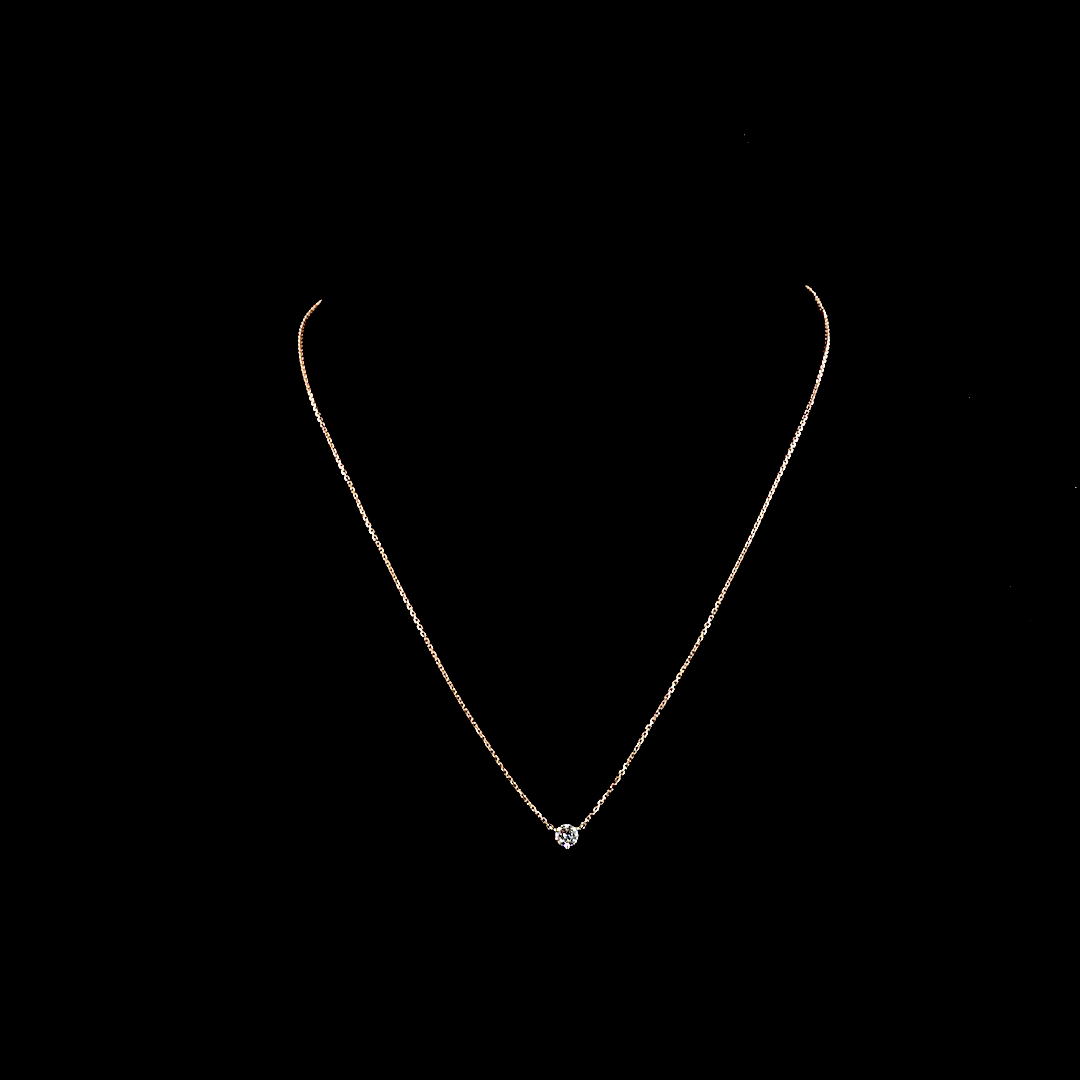 0.32 CT Round Lab Grown Diamond Solitaire Pendant in 14K Rose Gold