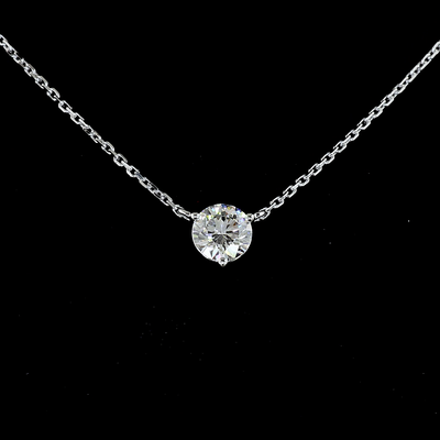 0.6 CT Round Lab Grown Diamond Solitaire Pendant in 14K White Gold – close-up
