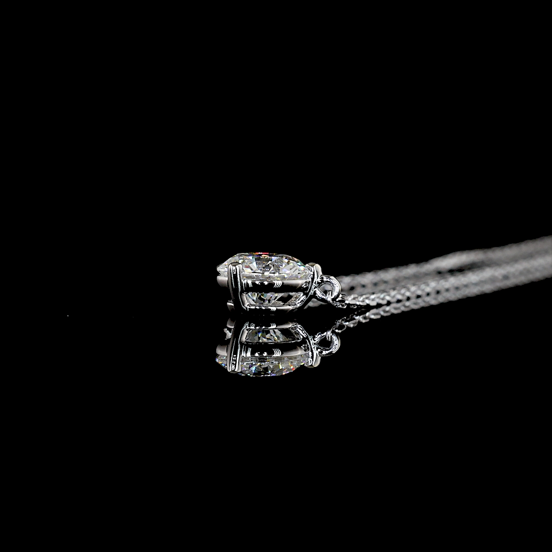 0.6 CT Round Lab Grown Diamond Solitaire Pendant in 14K White Gold – side view