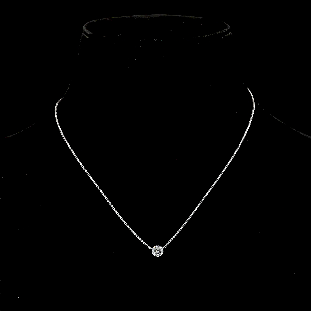 0.6 CT Round Lab Grown Diamond Solitaire Pendant in 14K White Gold – detail