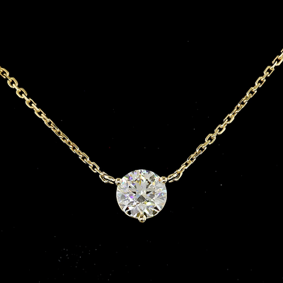 0.6 CT Round Lab Grown Diamond Solitaire Pendant in 14K Yellow Gold