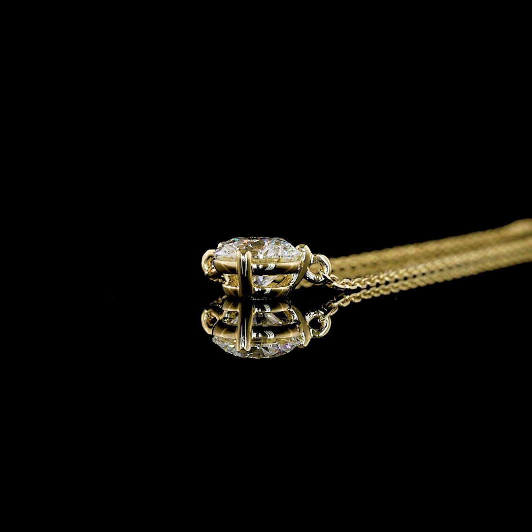 0.6 CT Round Lab Grown Diamond Solitaire Pendant in 14K Yellow Gold – side view