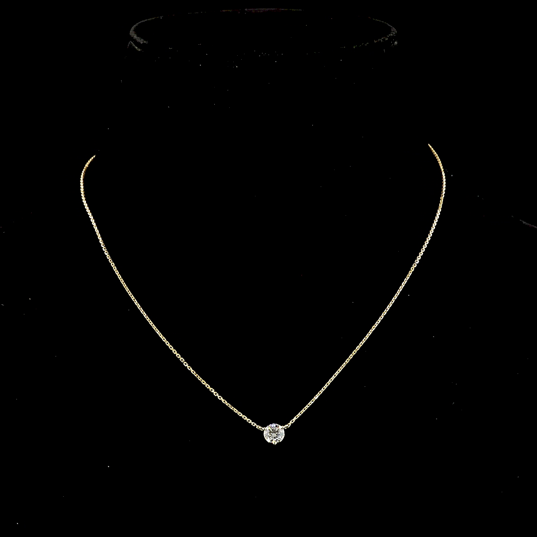 0.6 CT Round Lab Grown Diamond Solitaire Pendant in 14K Yellow Gold – detail