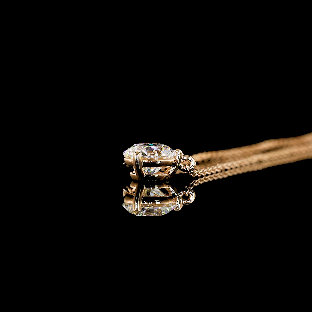 0.63 CT Round Lab Grown Diamond Pendant in 14K Rose Gold