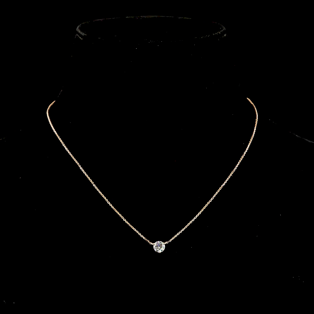 0.63 CT Round Lab Grown Diamond Pendant in 14K Rose Gold