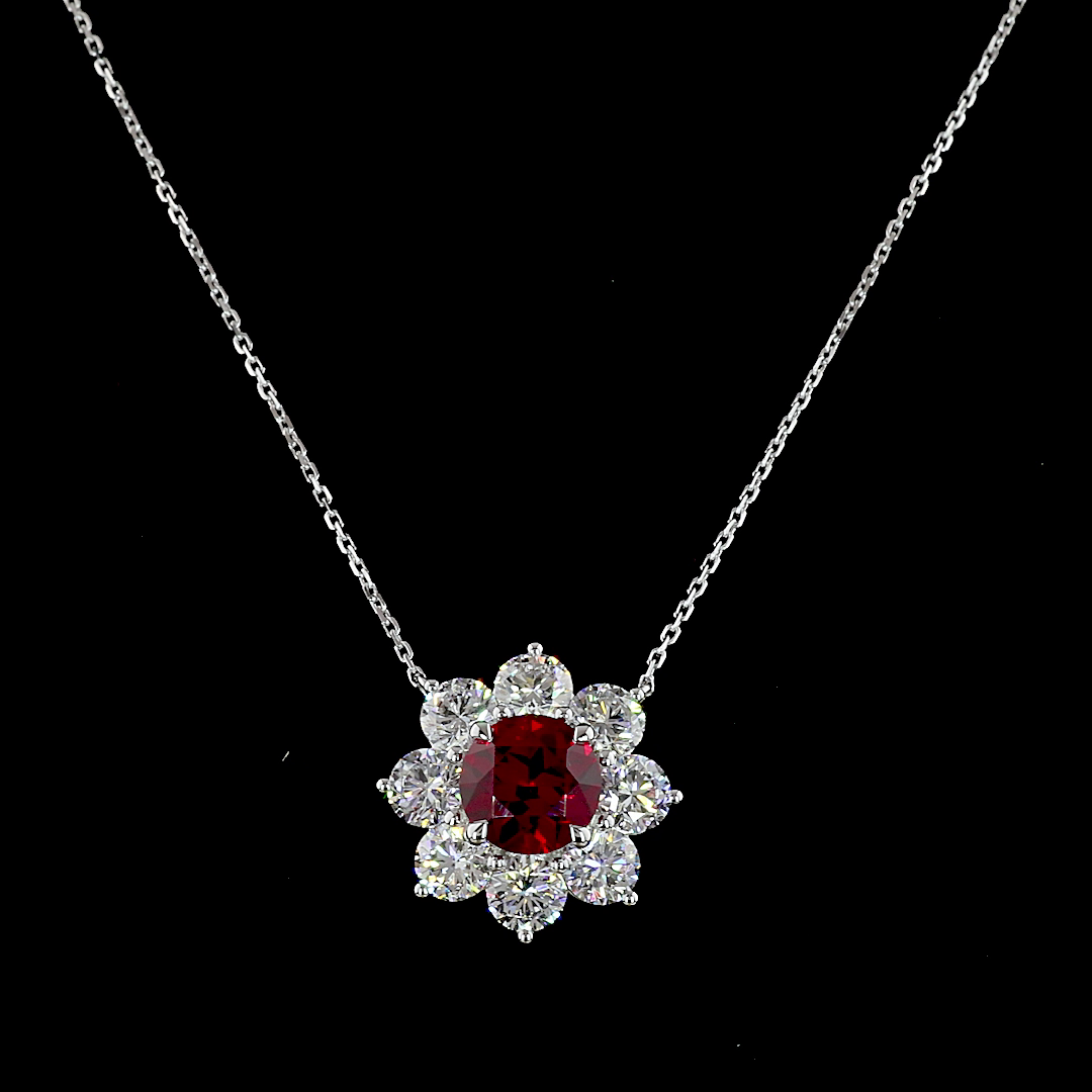 2.9 CT Round Lab Grown Diamond Pendant in 14K White Gold