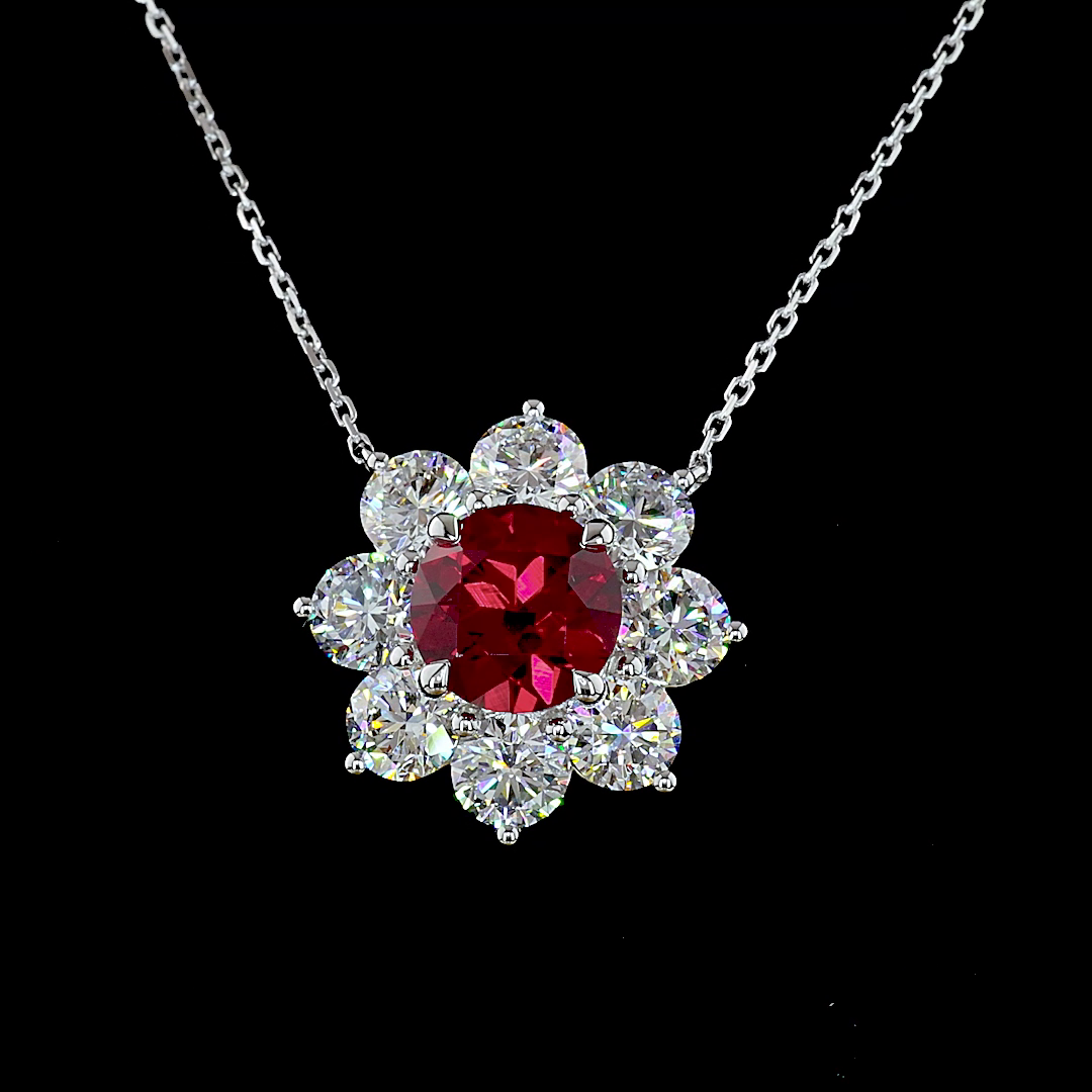 2.9 CT Round Lab Grown Diamond Pendant in 14K White Gold – close-up