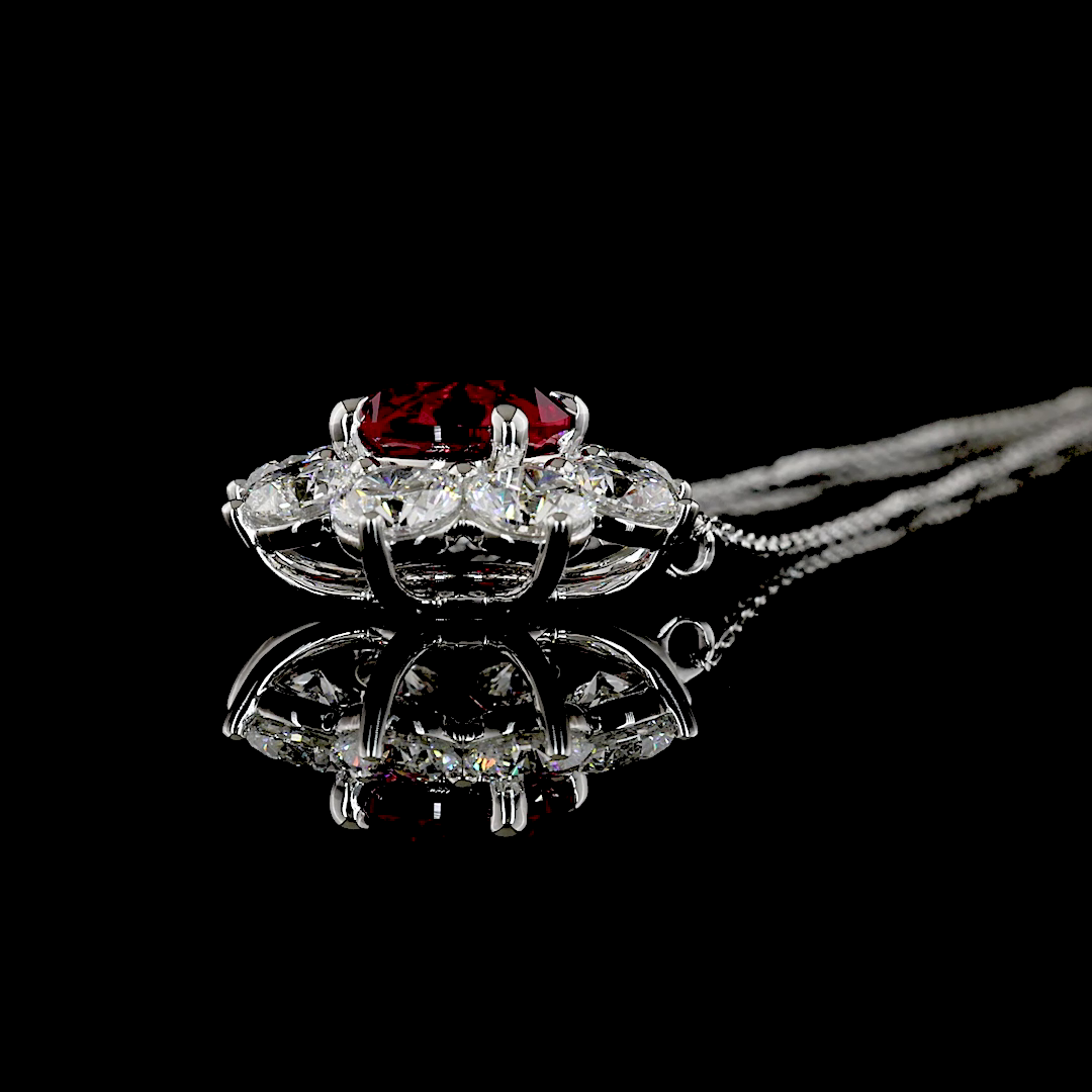2.9 CT Round Lab Grown Diamond Pendant in 14K White Gold – side view