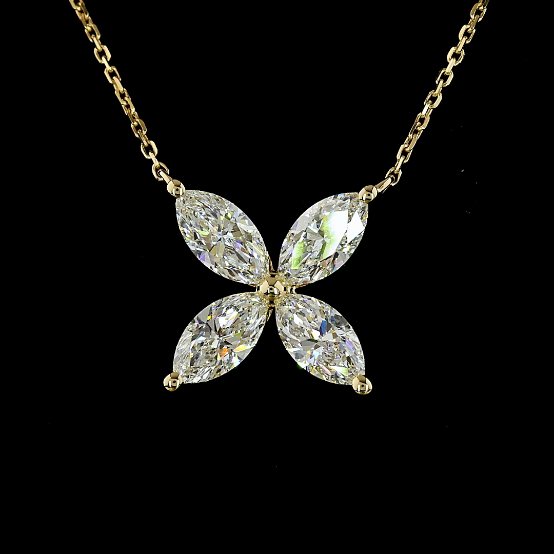 2.15 CT Marquise Lab Grown Diamond Pendant in 14K Yellow Gold – close-up