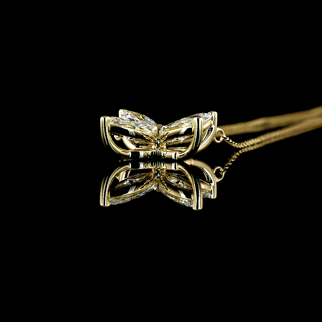 2.15 CT Marquise Lab Grown Diamond Pendant in 14K Yellow Gold – side view