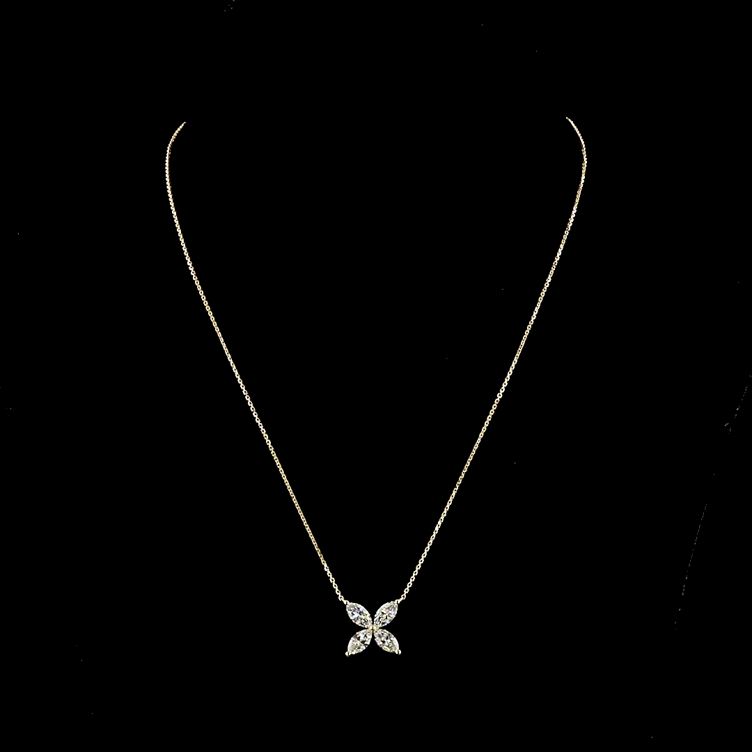 2.15 CT Marquise Lab Grown Diamond Pendant in 14K Yellow Gold – detail