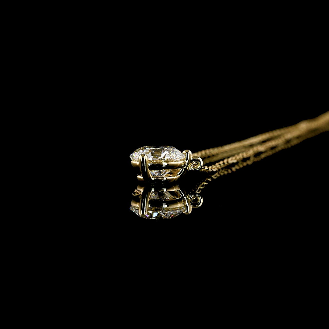 1.02 CT Round Lab Grown Diamond Solitaire Pendant in 14K Yellow Gold – side view